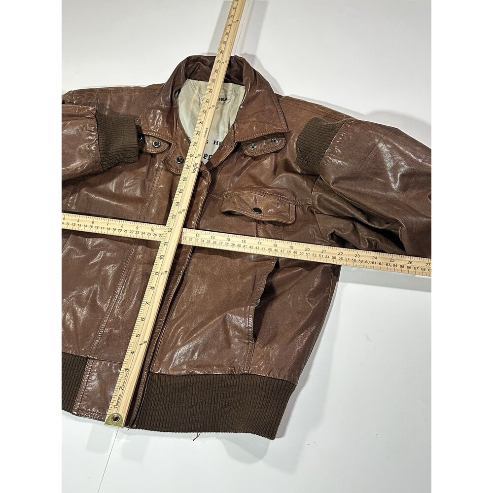 Vintage 80s Split End Ltd Leather Bomber Jacket Brown Men’s Size Small 1980s - Picture 9 of 16